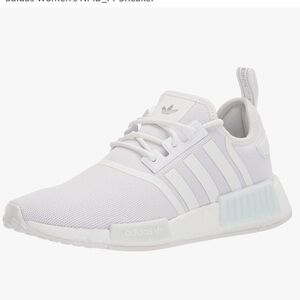 Adidas NMD_r1 Sneakers in White/White/Silver Metallic Size 9